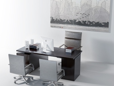 3d现代办公总经理桌椅模型