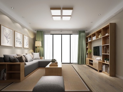 3d日式风格客厅模型
