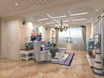 3d地中海风格客厅模型