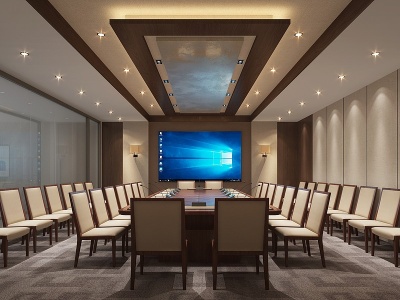 3d新中式会议室多功能会议室模型