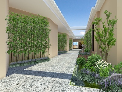 3d新中式屋顶花园休息室模型