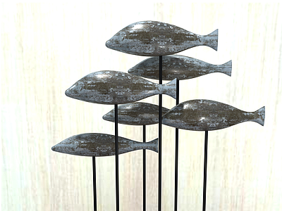 金属鱼摆件模型3d模型