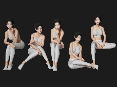 瑜伽坐姿美女人物3d模型