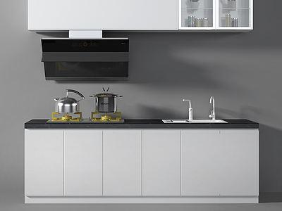 3d现代厨房用品吊柜组合模型