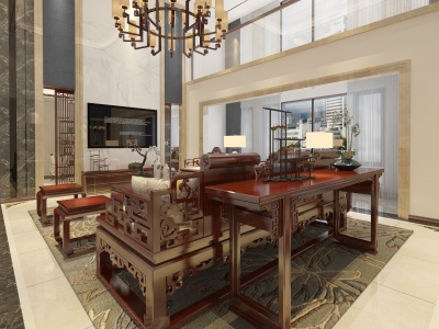 中式别墅客厅模型3d模型