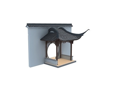 中式古建门头门厅模型3d模型