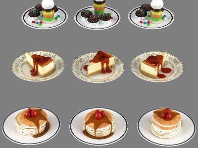 3d现代蛋糕甜品模型