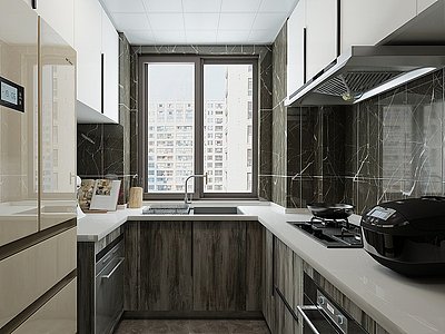 3d现代橱柜厨房模型