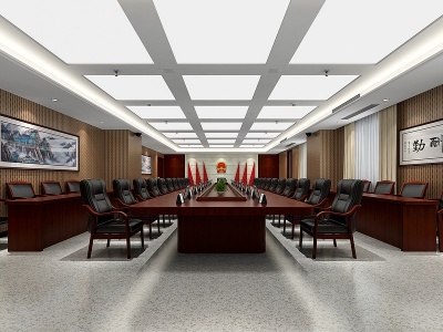 3d现代会议室会议桌模型