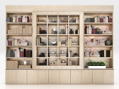 3d现代书柜书架模型