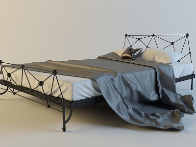3d工业风双人床模型