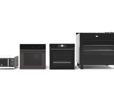 3d现代微波炉烤箱组合模型