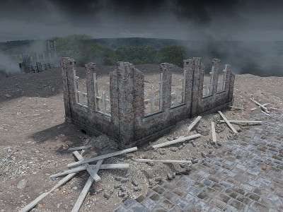废墟战场破房子废弃建筑模型3d模型