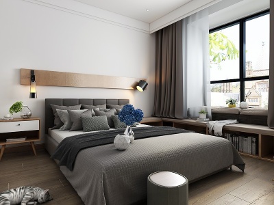 3d现代卧室现代双人床模型