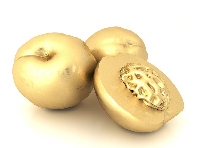 3d金苹果装饰品模型