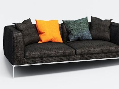 3d现代布艺沙发抱枕组合模型