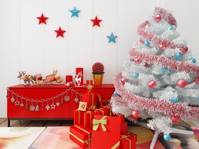 现代圣诞树礼物礼盒模型3d模型