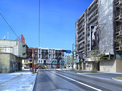 3d老街区城区街道模型