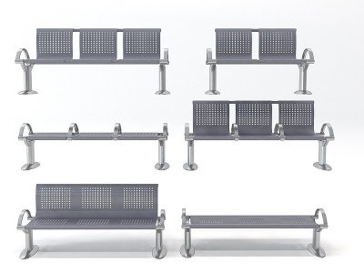 3d现代不锈钢公共排椅座椅模型