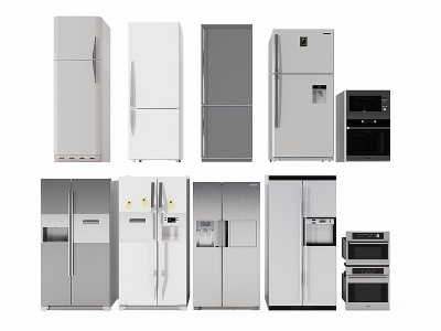 3d现代冰箱烤箱消毒柜组合模型