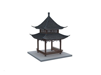 中式古建凉亭模型3d模型