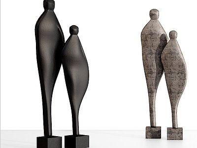 3d现代抽象人物雕塑摆件模型