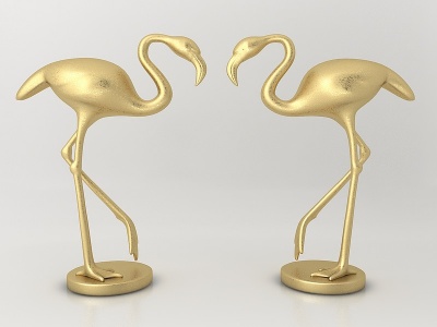 3d现代风格金属小鸟雕塑模型