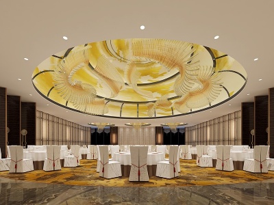 3d现代酒店宴会厅模型