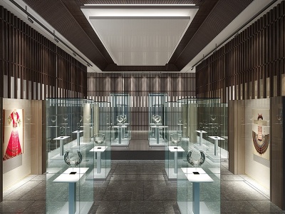 3d新中式文物展厅模型