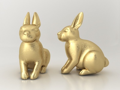 3d金属兔子摆件模型