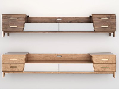 3d新中式实木电视柜模型