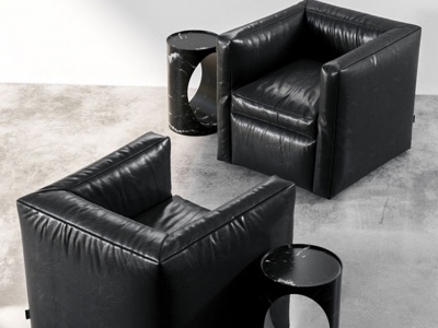 3d现代皮质沙发单人沙发模型