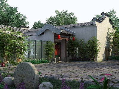 中式户外庭院模型3d模型