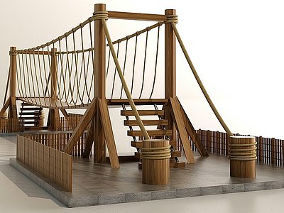 3d现代复古吊桥模型