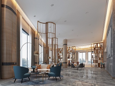 新中式酒店大厅模型3d模型