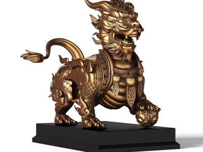 中式麒麟神兽雕塑装饰摆件模型3d模型