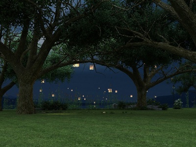 3d夜景灯笼大树模型