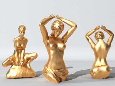 3d欧式金属人物女人雕塑模型