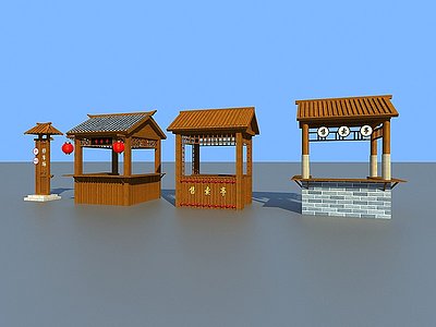 新中式四角亭模型
