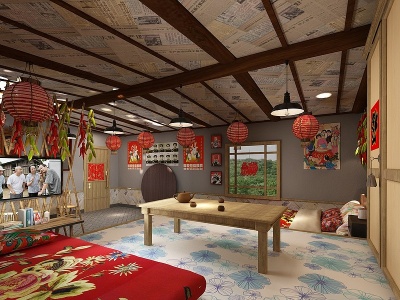 3d中式农家乐民宿卧室模型