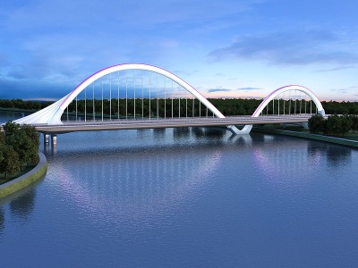 3d现代建筑大桥模型
