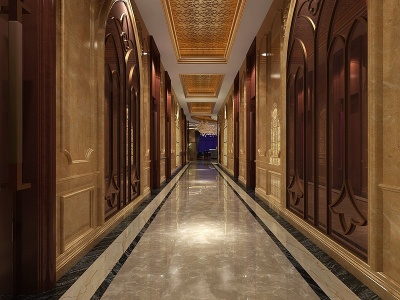 3d欧式酒店走廊模型