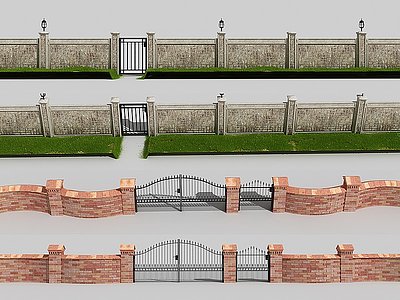 3d简欧围墙围栏花园围栏模型