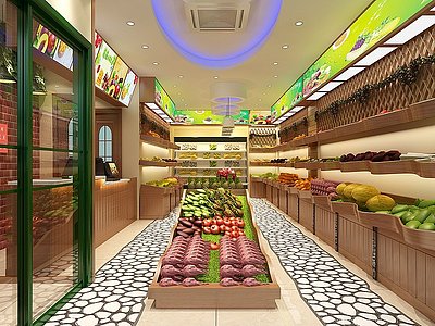 3d现代水果店模型