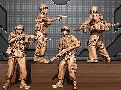 3d现代士兵雕塑模型