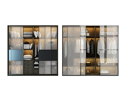 现代衣柜酒柜装饰边柜模型3d模型