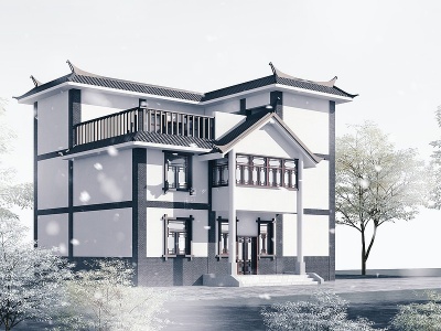中式传统民居别墅模型3d模型