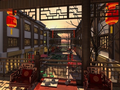 3d中式古建商业区模型