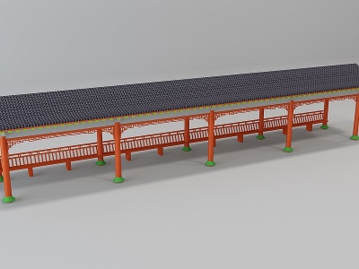 中式古建凉亭长廊模型3d模型