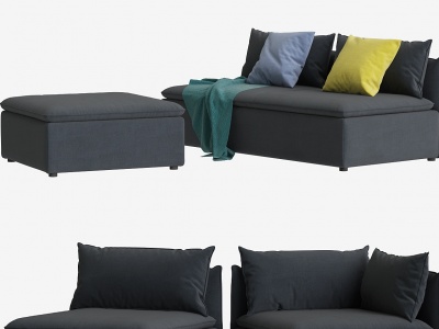 3d现代布艺沙发多人转角沙发模型